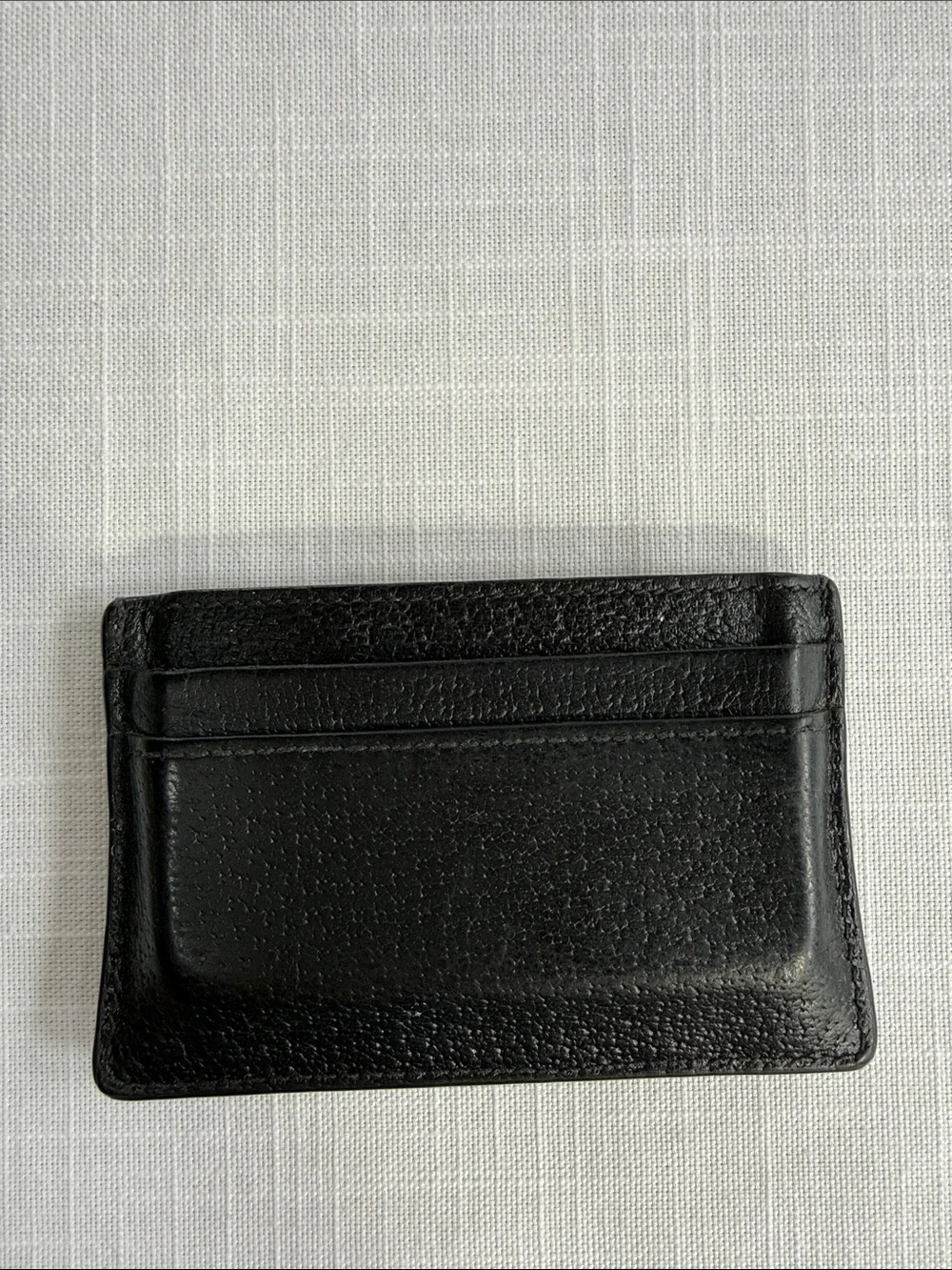 Gucci Black Leather Card Holder with Gold Double G Emblem